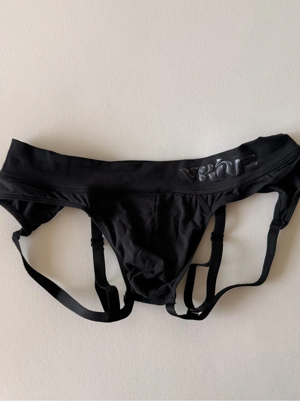 Black men’s double drawstring jockstrap